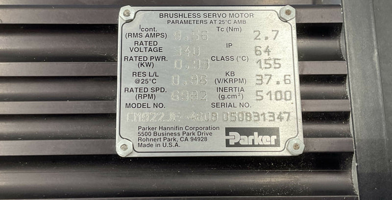 BRUSHLESS SERVO MOTOR (CM922JE-4608) SIEMENS/PARKER