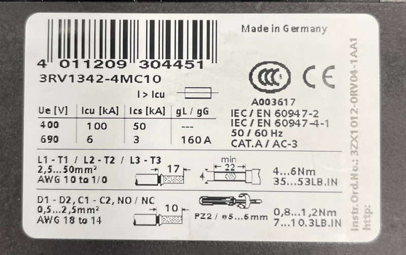 CIRCUIT BREAKER (3RV1342-4MC10/10161676) SIEMENS