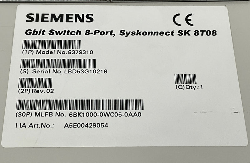 DUAL IRS 1 GBit SWITCH 8 PORT (8379310/S-8180T) SIEMENS