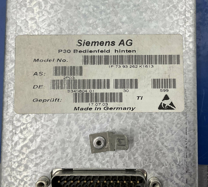 Rear Control Panel (07393262/7393262) SIEMENS