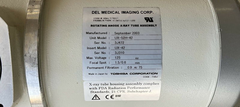 ROTATING ANODE X-RAY TUBE (UX-52H-42/UX-42) GE