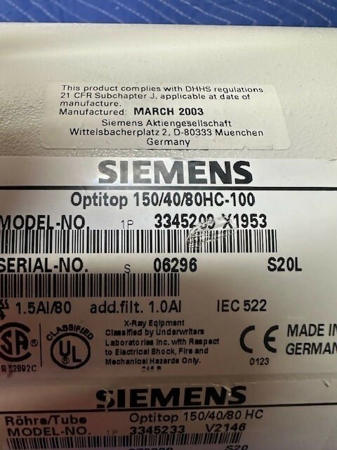 Siemens X-Ray Tube (Pre-owned)