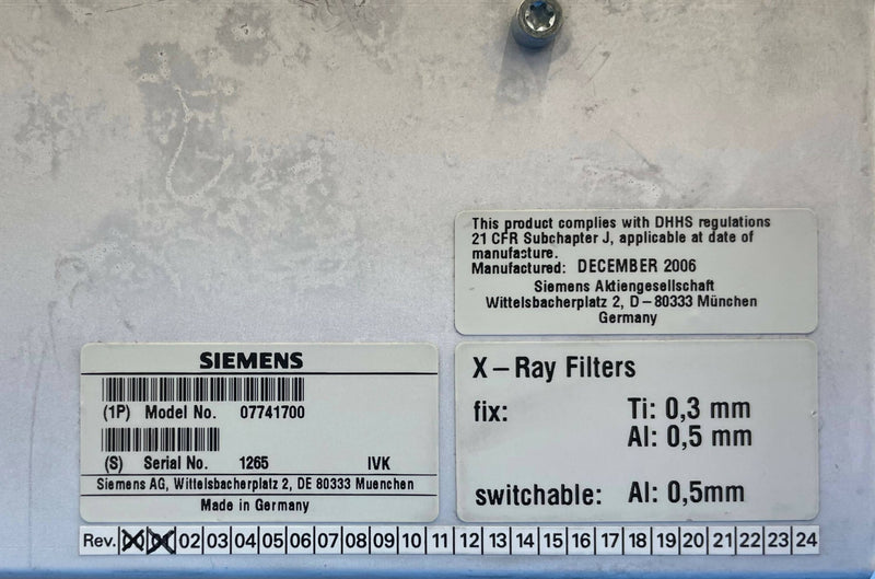 TUBE COLLIMATOR (07741700/7741700) SIEMENS