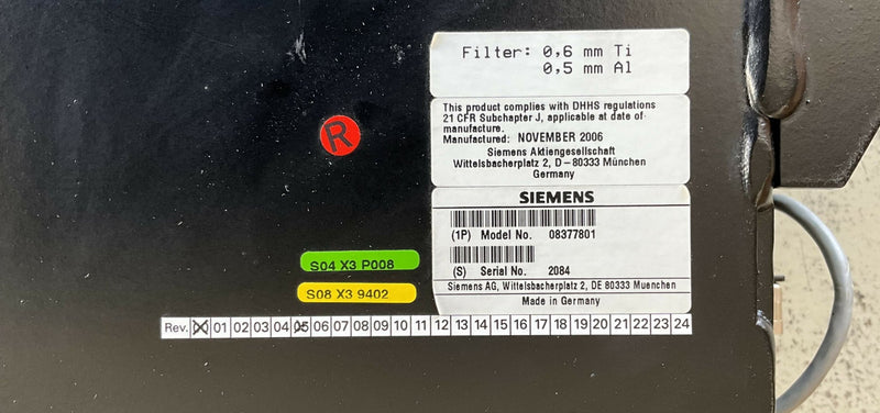 TUBE COLLIMATOR P30F (08377801/8377801) SIEMENS